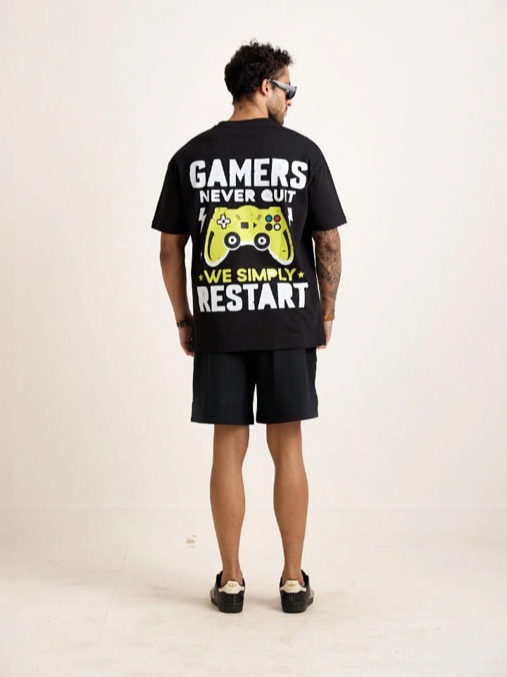 Uptown Funky Black Gaming Super Soft Fabric Cotton Comfy T-Shirt & Short Sleepwear Set